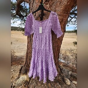 LoveShackFancy Purple Midi Dress